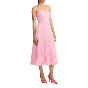 Wicked x Zac Posen Pleated Chiffon Midi-Dress in color Mystic pink, Size 4